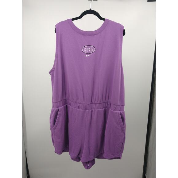 Nike Womens Varsity Shorts Romper Plus 3X Stretch Cotton Terry‎ Purple Nebula - Picture 4 of 12